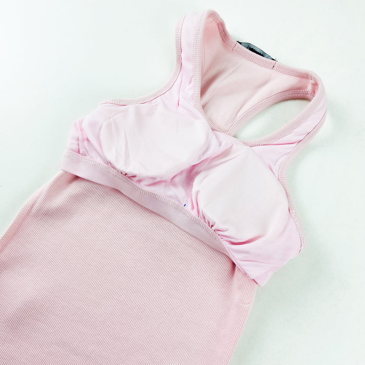 Womens Ribbed Built in Padded Bra Cotton Tank Top
