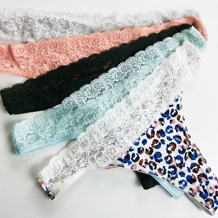 Ladies Mid Rise Lace Front Thong
