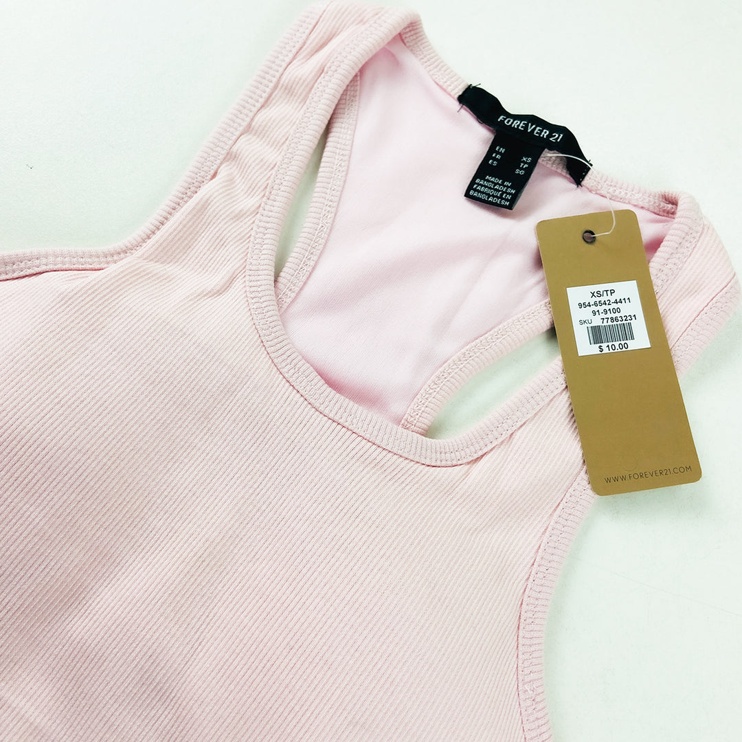 Womens Ribbed Built in Padded Bra Cotton Tank Top