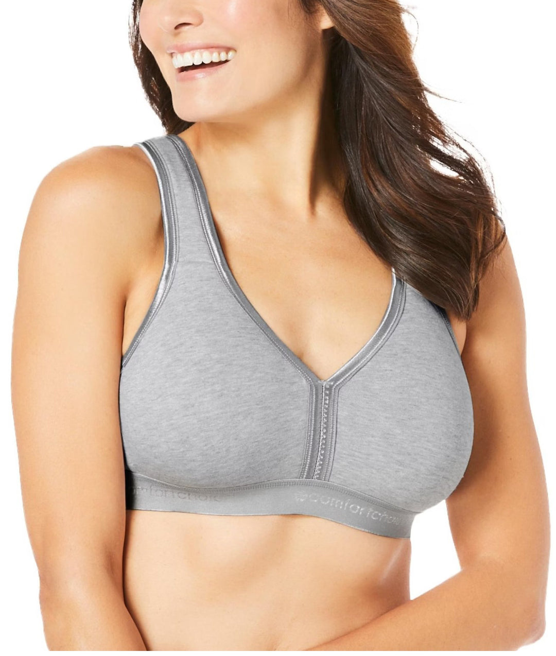 Womens Plus Size Wireless Back-Close Cotton Lounge Bra