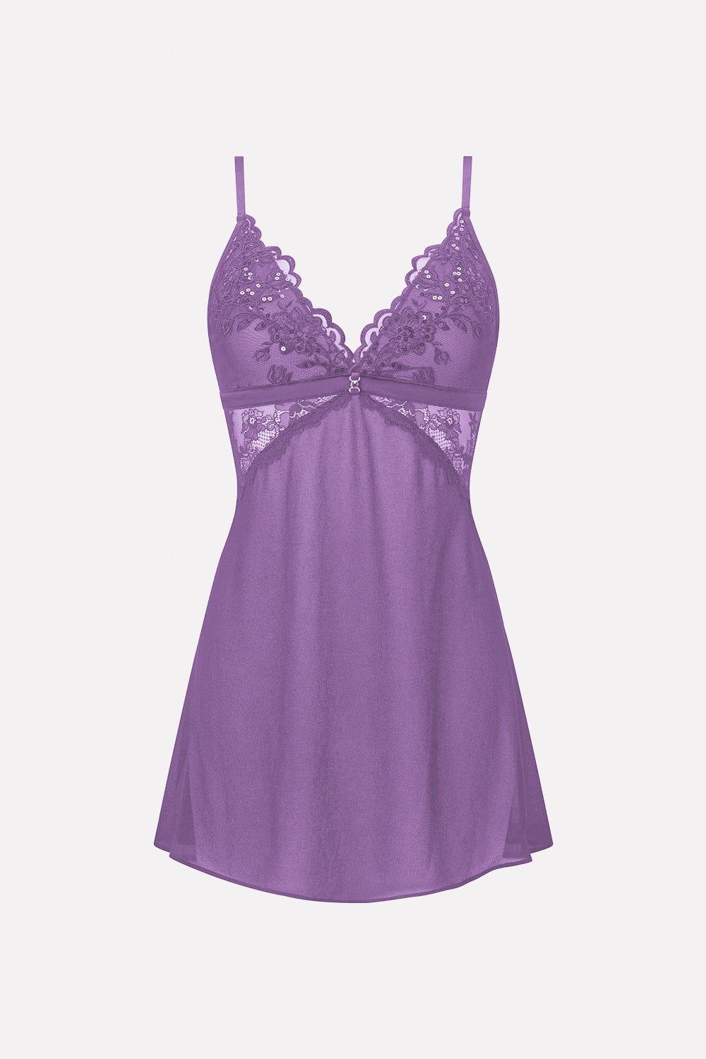 Womens Black Lace Babydoll Adjustable Straps Nightdress