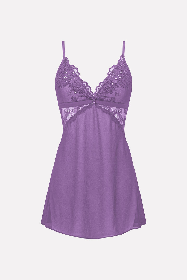 Womens Black Lace Babydoll Adjustable Straps Nightdress