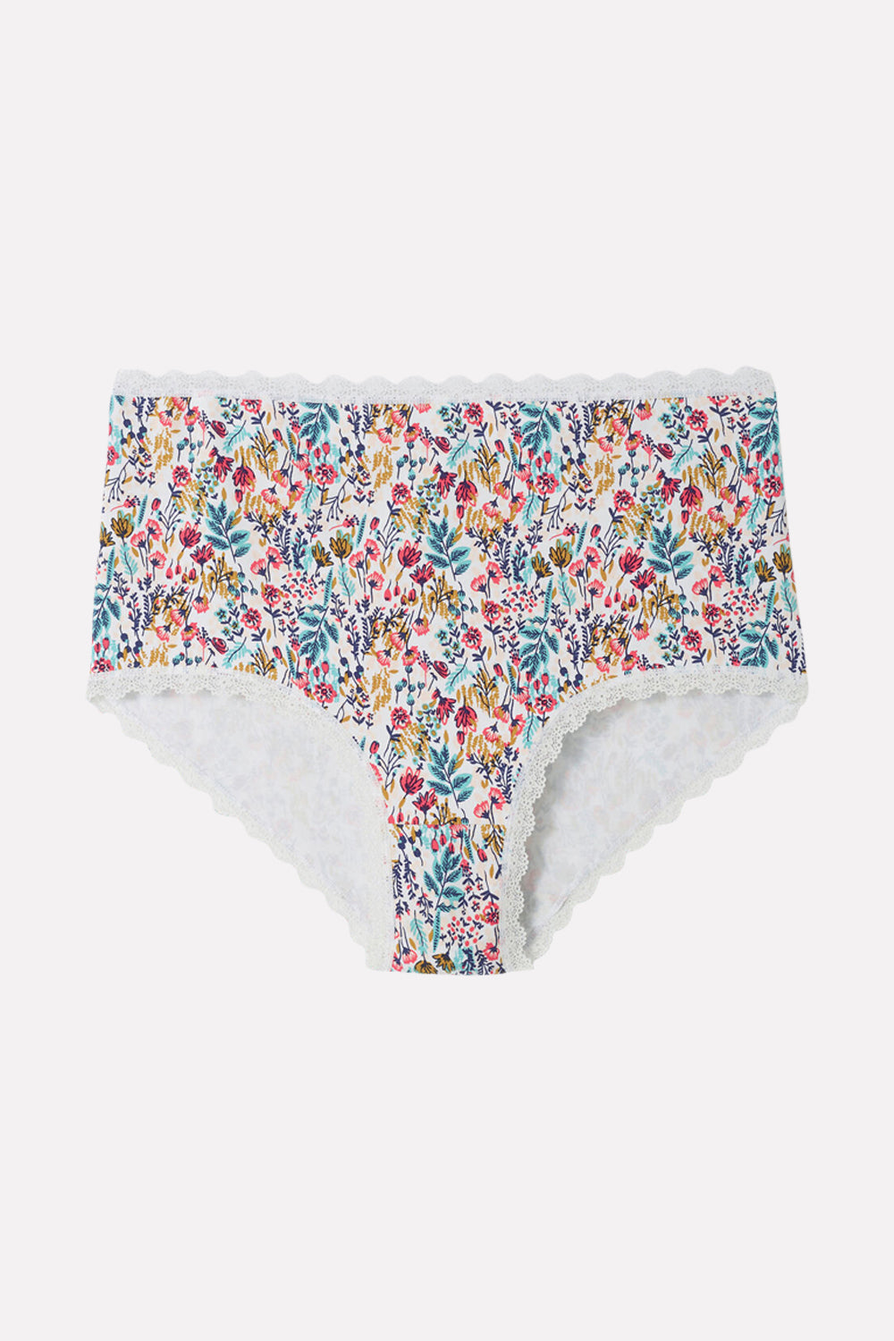 Ladies High Waisted Floral Printed Cotton Brief Panty
