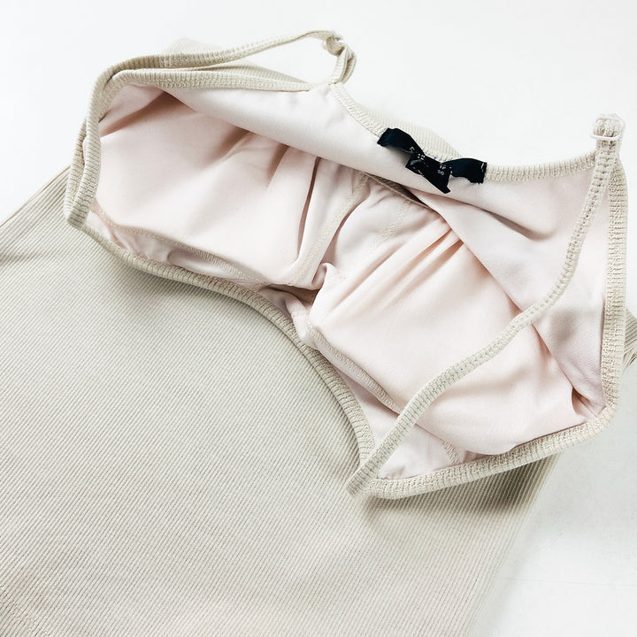 Womens Adjustable Straps Ribbed Built in Padded Bra Cotton Tank Top