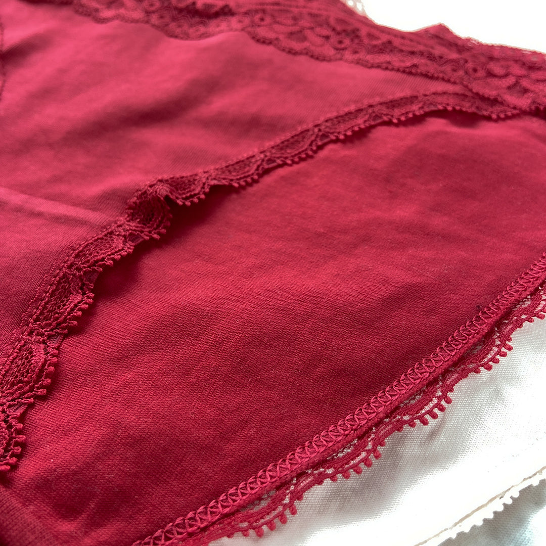 Pack of 3 Womens Mid-Rise Cotton Lace Brief Panties