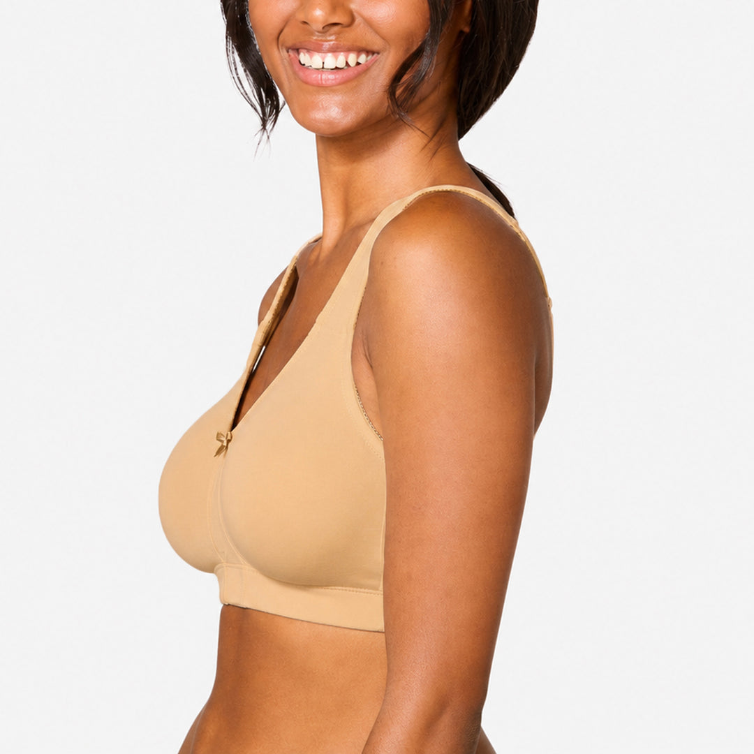 Womens Plus Size Cotton Full Coverage Wire-Free Adjustable Straps Bra