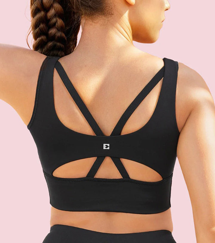 Womens Medium to High Support Padded Crop Sports Bra