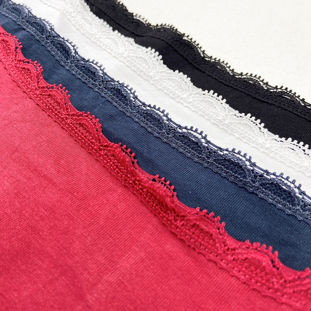 Pack of 3 Womens Premium Soft Stretch Fabric Floral Lace Panty