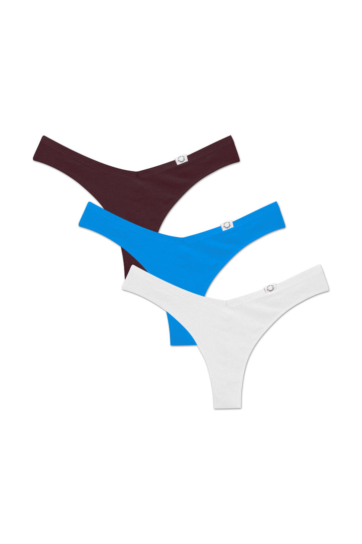 3pk Ribbed Miami Thongs