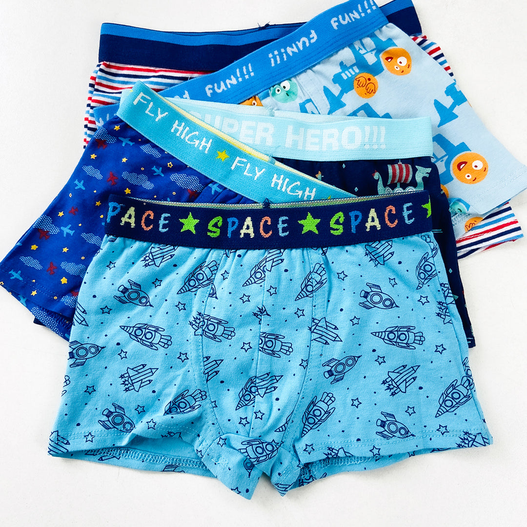 Pack of 5 Boys Premium Printed Retro Cotton Boxer Shorts