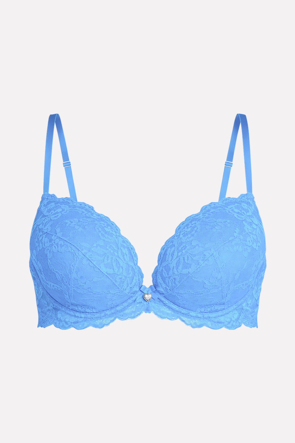 Womens Floral Lace Lightly Padded Plunge Push-Up Bra