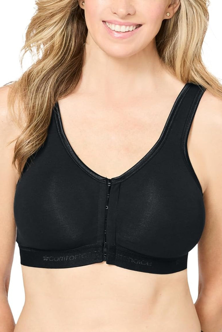 Womens Plus Size Wireless Front-Close Cotton Lounge Bra