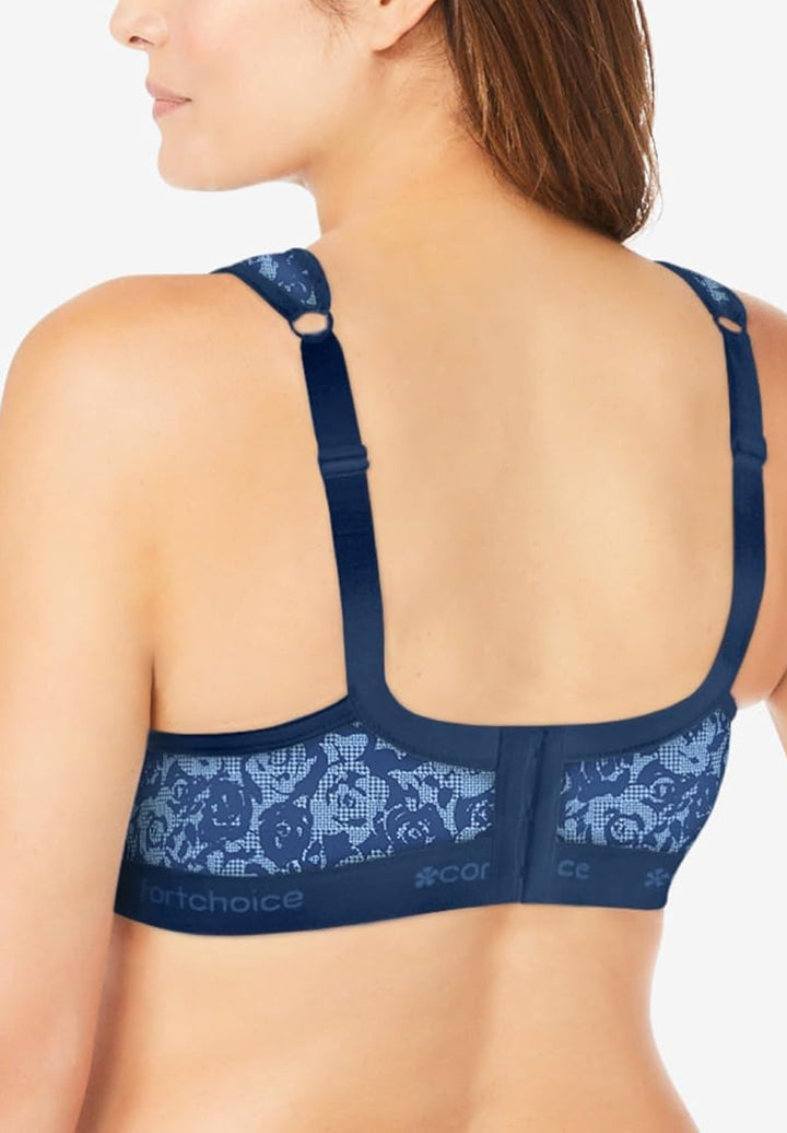 Womens Plus Size Wireless Back-Close Cotton Lounge Bra
