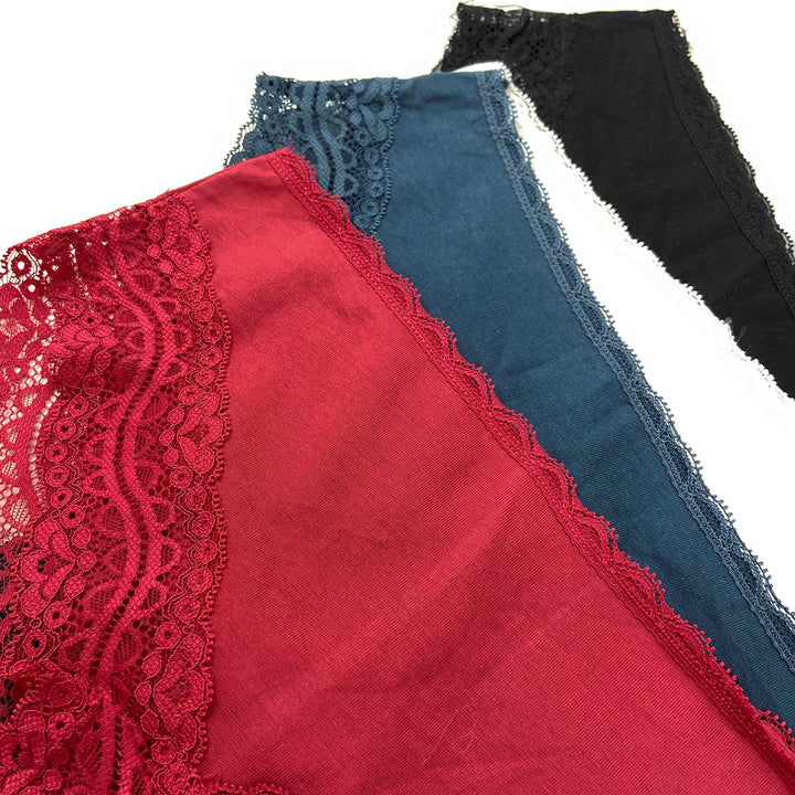 Pack of 3 Womens Premium Soft Stretch Fabric Floral Lace Panty