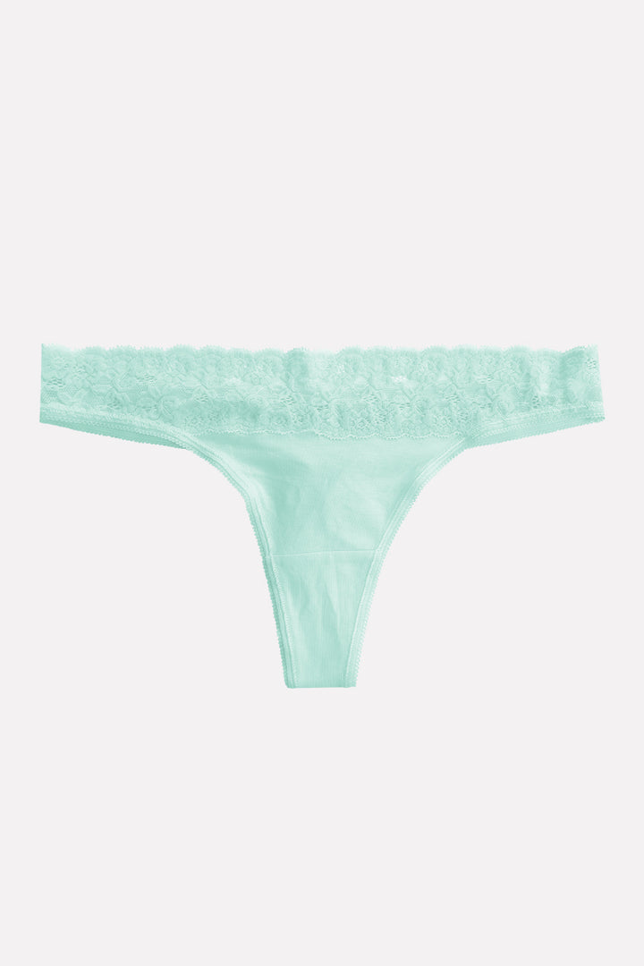 Ladies Mid Rise Lace Front Thong