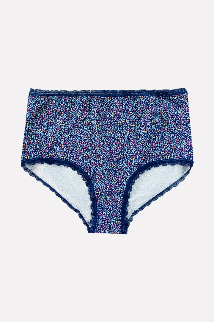 Ladies High Waisted Floral Printed Cotton Brief Panty