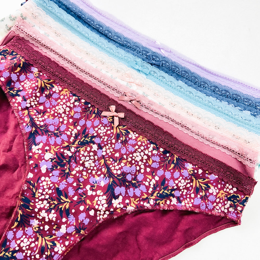 Pack of 3 Womens Soft Cotton Lace Trim Bikini Comfort Underwear Panty