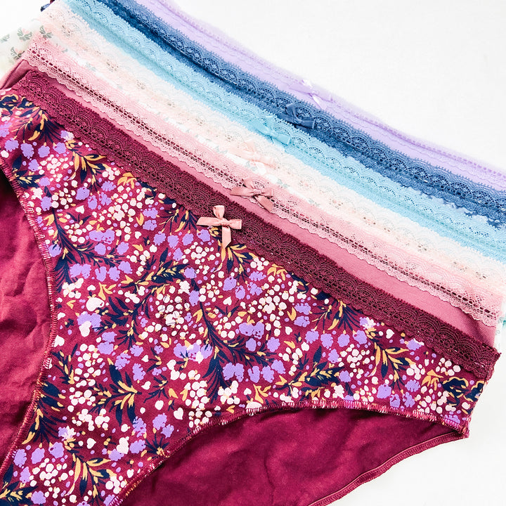 Pack of 3 Womens Soft Cotton Lace Trim Bikini Comfort Underwear Panty