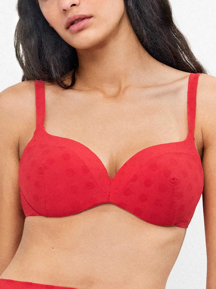 Womens Jacquard Underwired Padded Bikini Bra