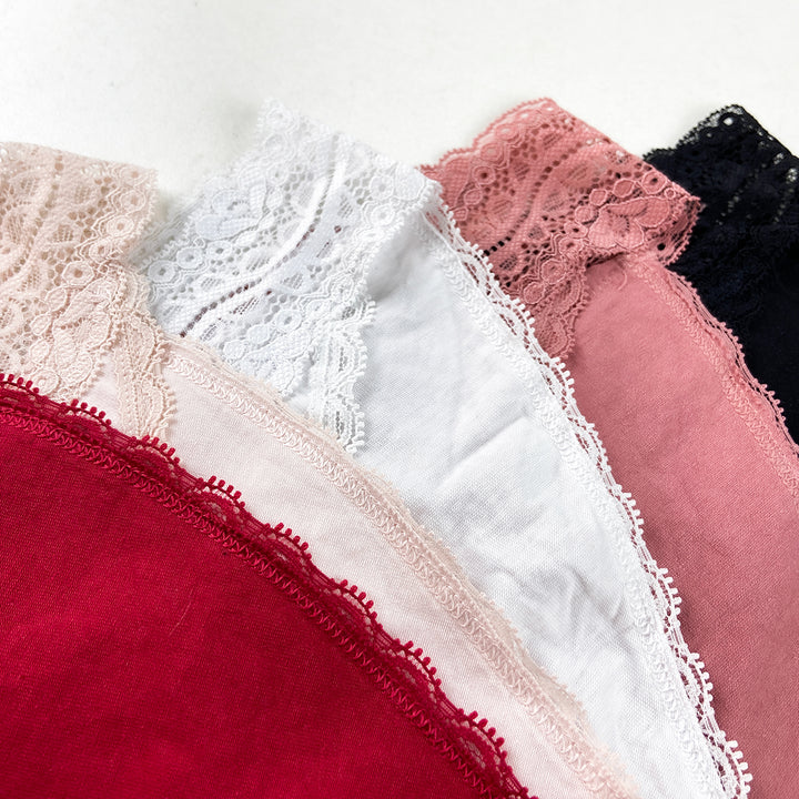 Pack of 3 Womens Mid-Rise Cotton Lace Brief Panties