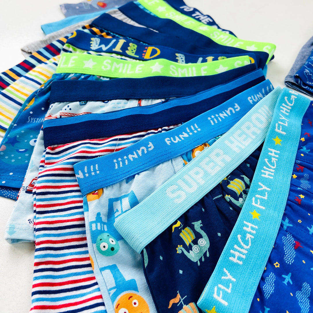 Pack of 5 Boys Premium Printed Retro Cotton Boxer Shorts