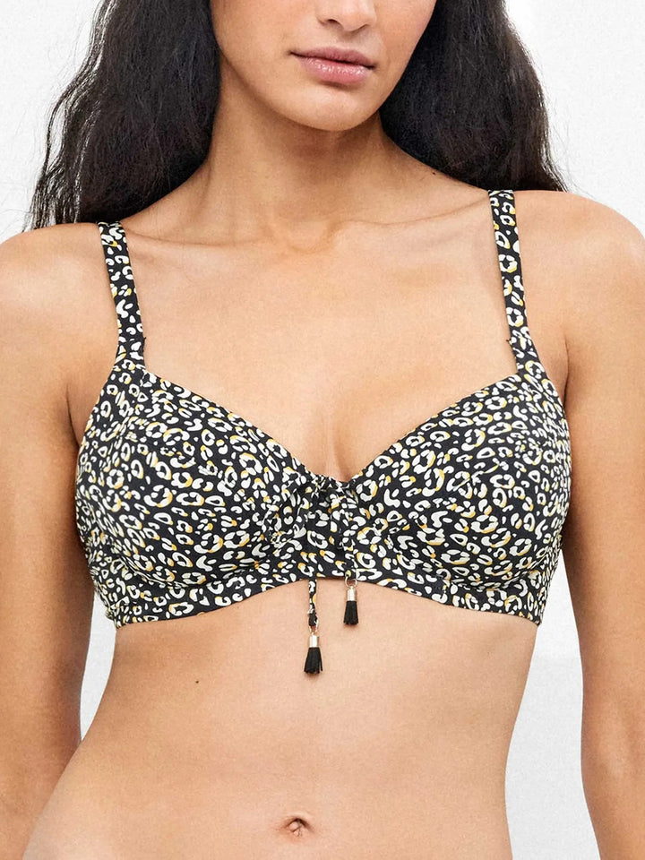 Womens Printed Underwired Non-Padded Bikini Bra