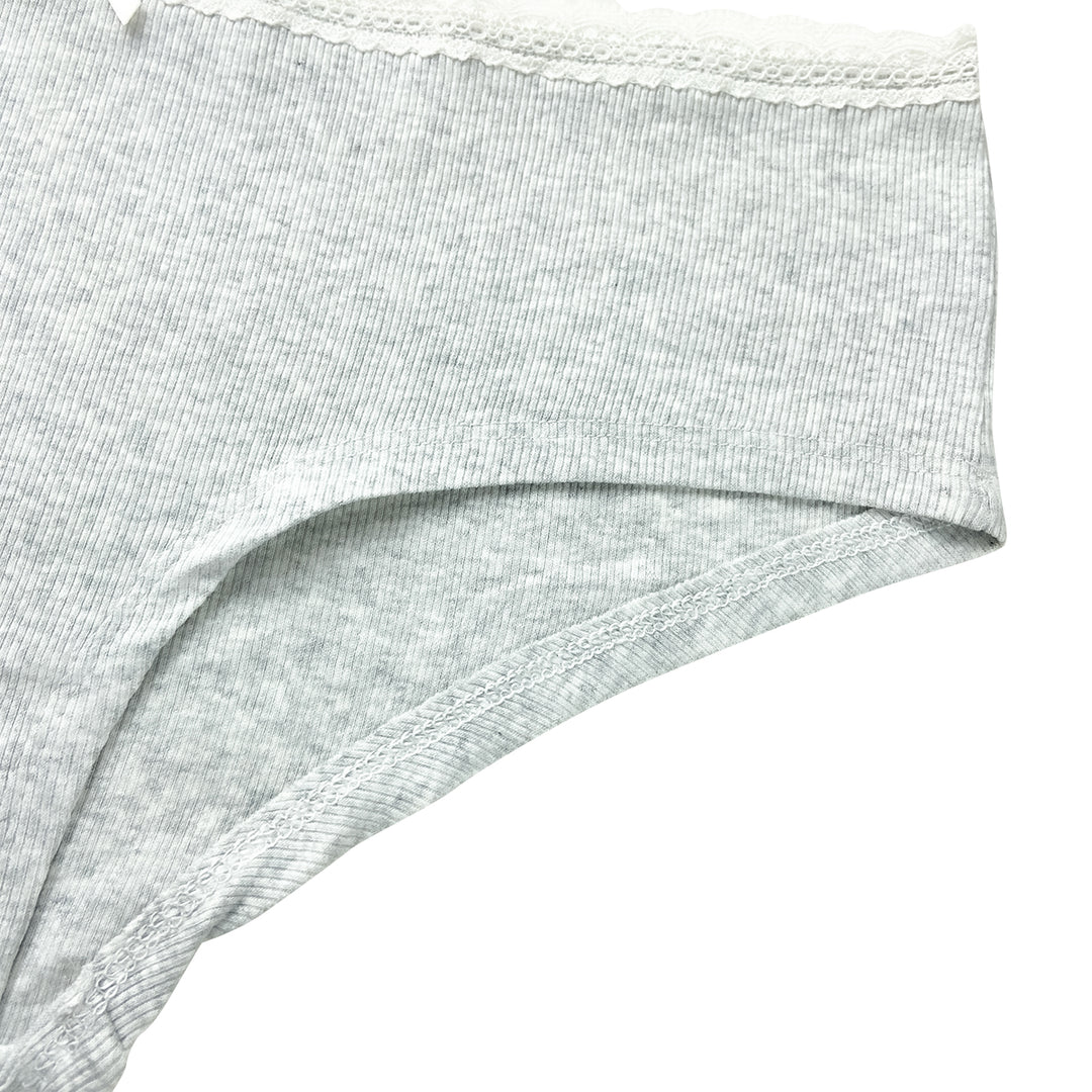 Pack of 3 Womens Ribbed Cotton Lace Waist Hipster Panty