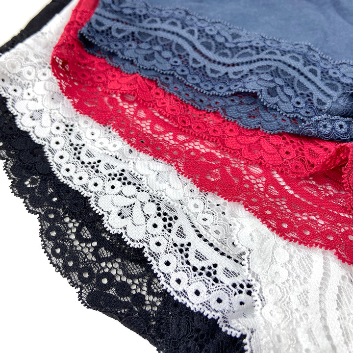 Pack of 3 Womens Premium Soft Stretch Fabric Floral Lace Panty