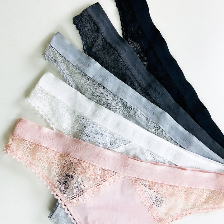 Ladies Mid Rise Cotton Lace Thong
