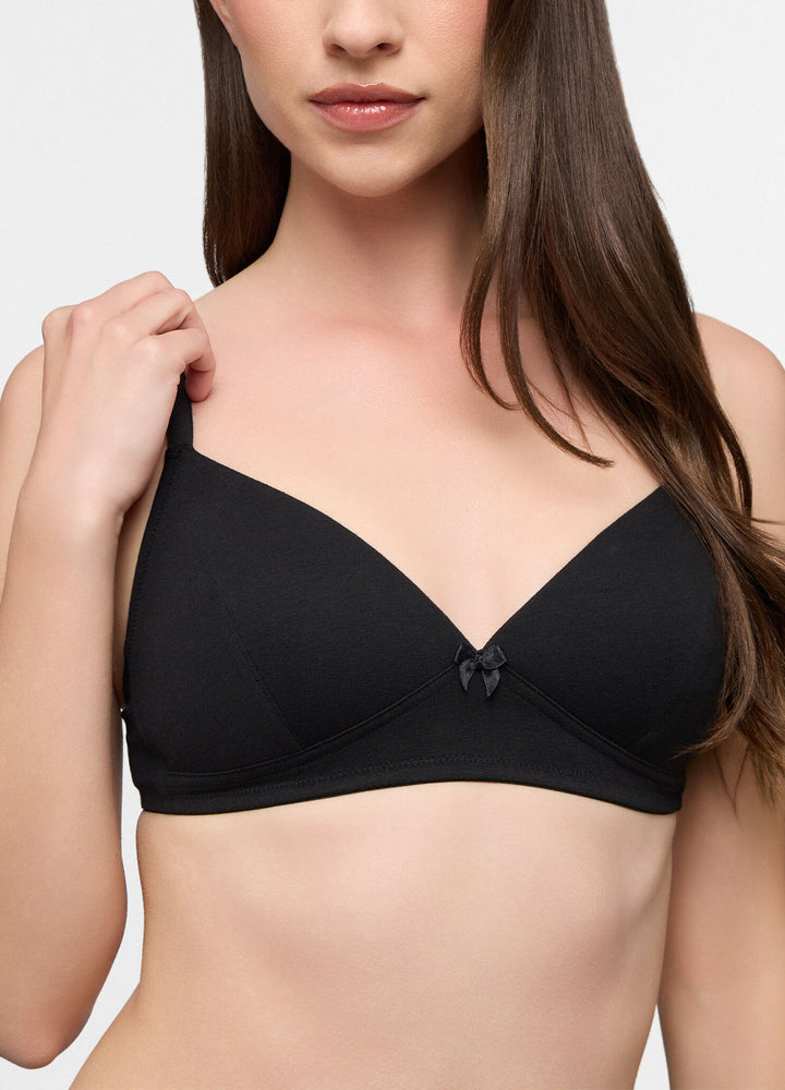 Womens Padded Triangle Stretch Cotton Wireless Bra