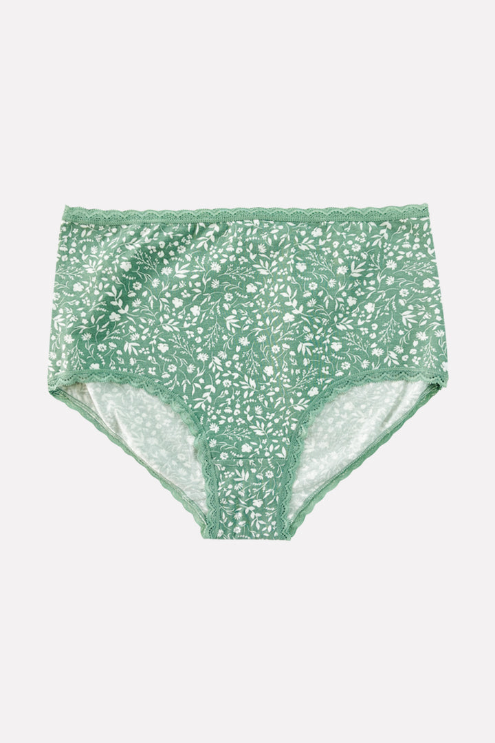Ladies High Waisted Floral Printed Cotton Brief Panty