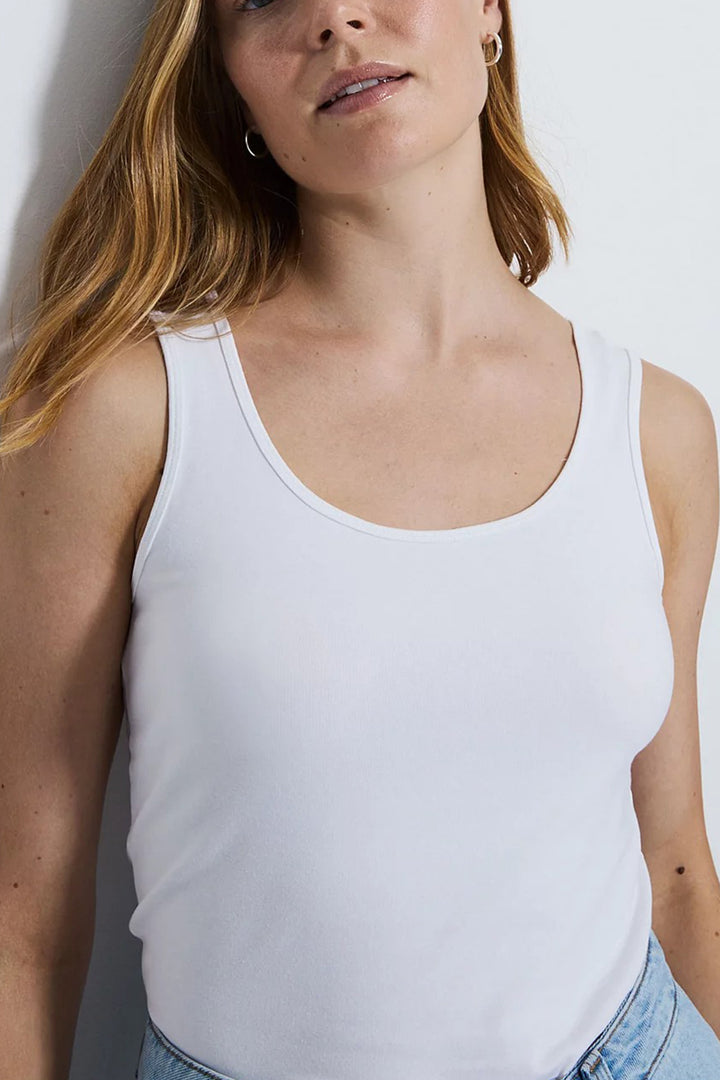 Womens Soft Cotton Sleeveless Scoop Neck Basic Stretch Tank Top