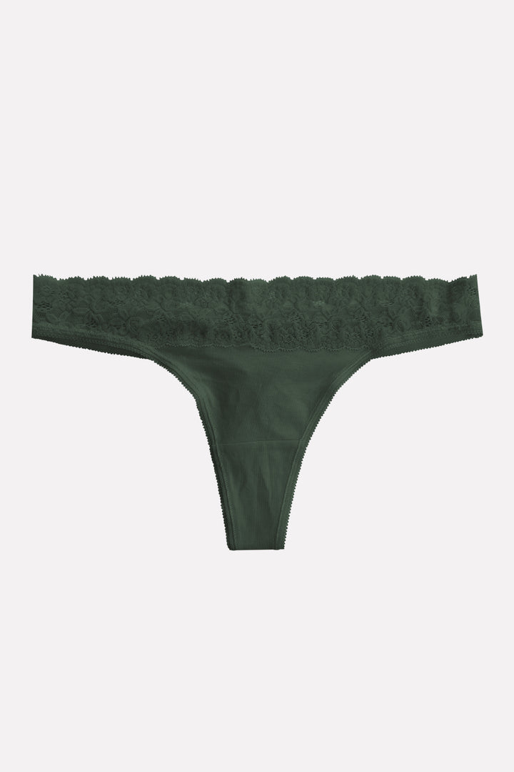 Ladies Mid Rise Lace Front Thong