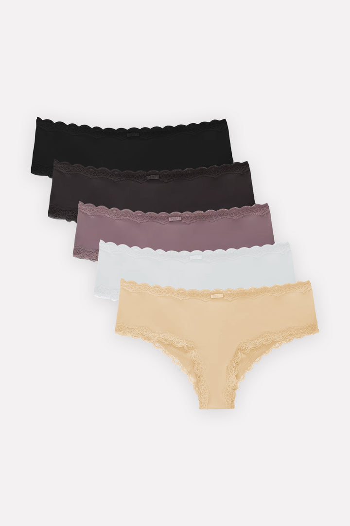 3-Pack Lace Trim Hipster Briefs