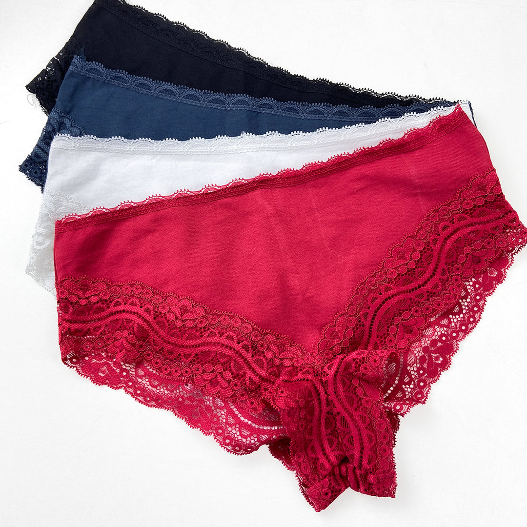 Pack of 3 Womens Premium Soft Stretch Fabric Floral Lace Panty