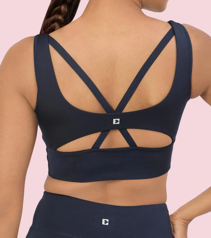 Womens Medium to High Support Padded Crop Sports Bra