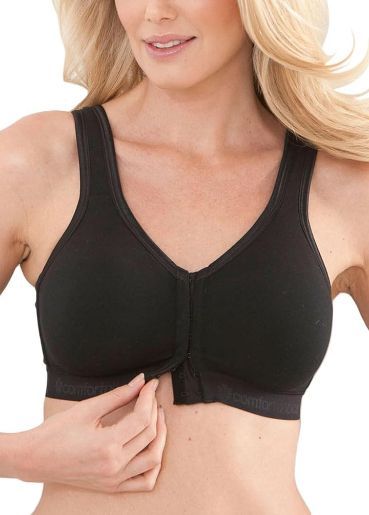 Womens Plus Size Wireless Front-Close Cotton Lounge Bra