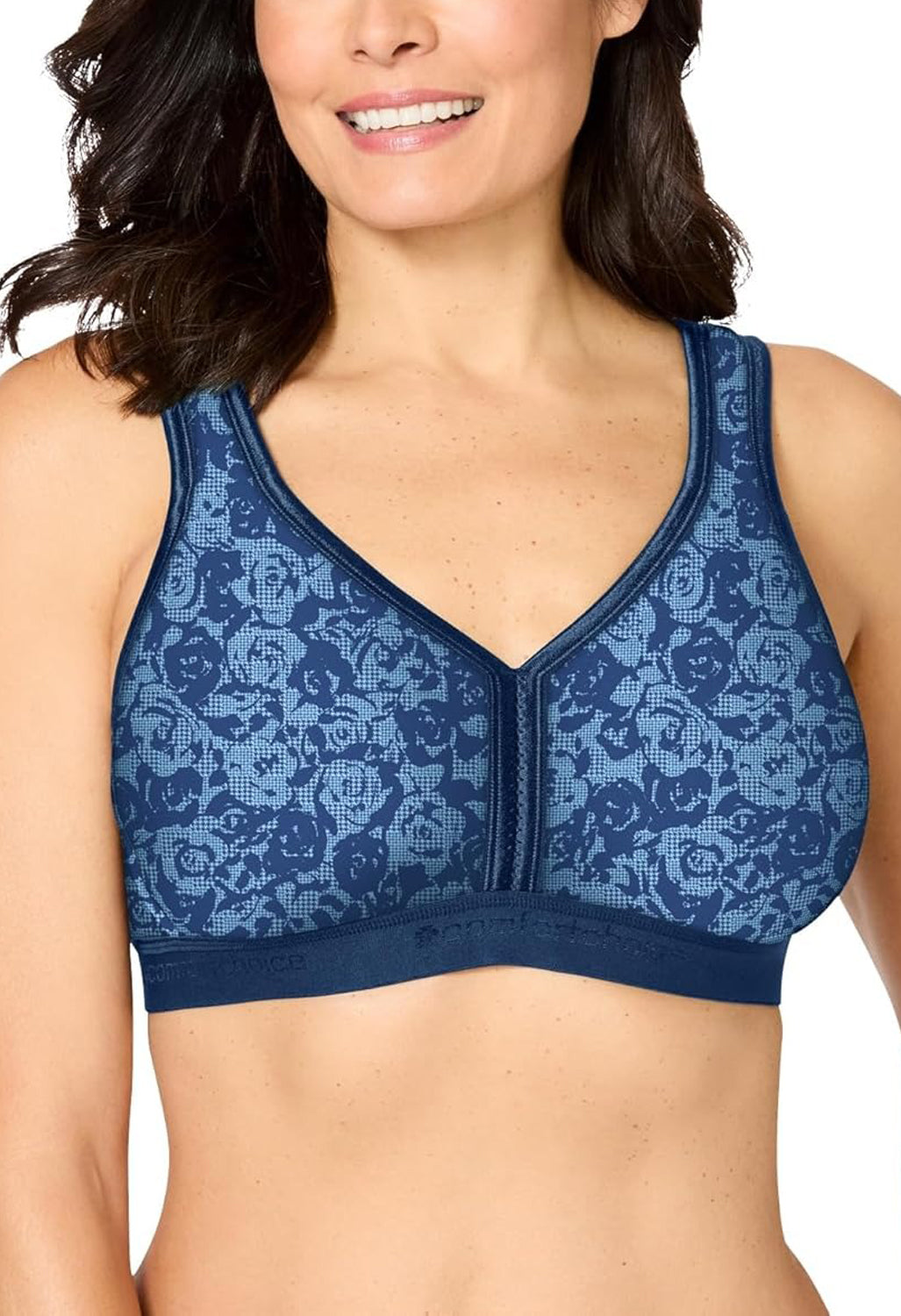 Womens Plus Size Wireless Back-Close Cotton Lounge Bra