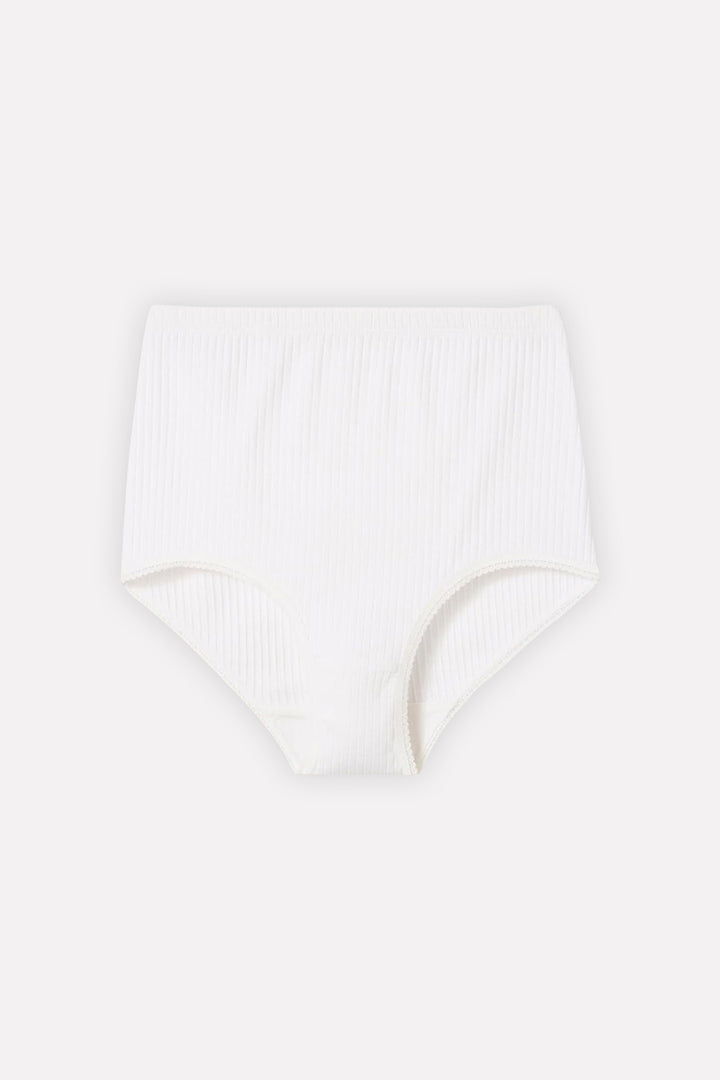 Ladies High Waisted Ribbed Cotton Brief Panty