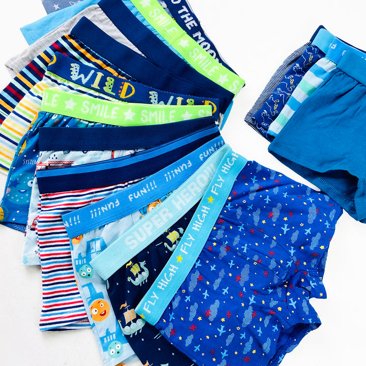 Pack of 5 Boys Premium Printed Retro Cotton Boxer Shorts