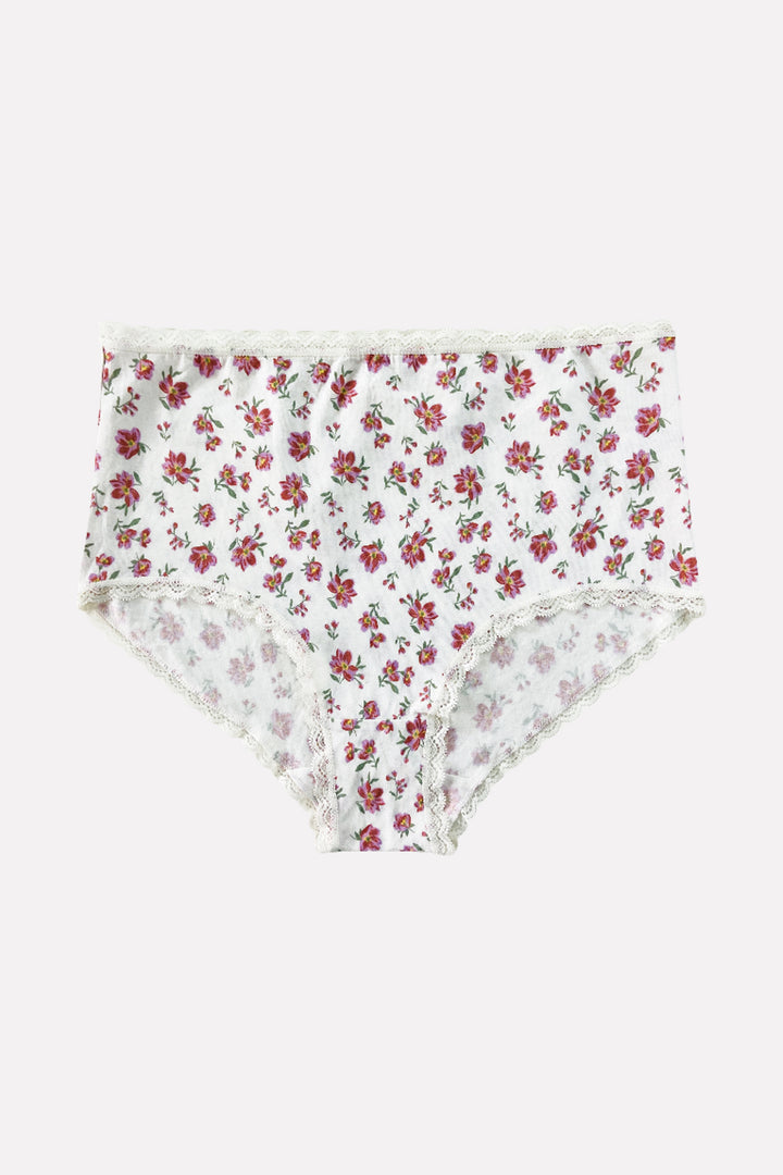 Ladies High Waisted Floral Printed Cotton Brief Panty