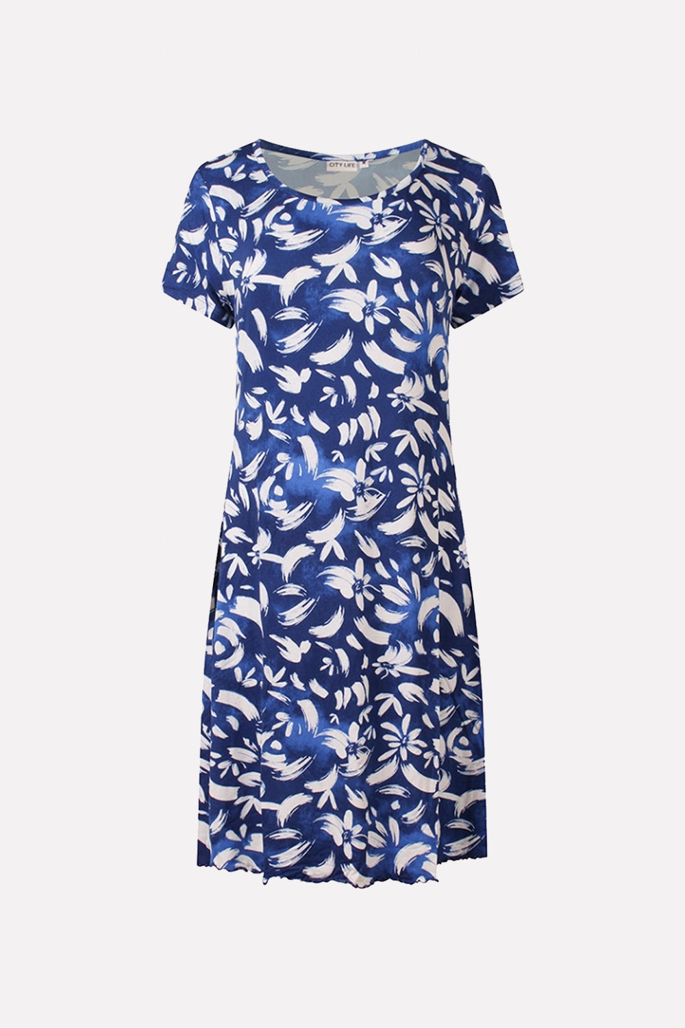 Womens Printed Short Sleeve Soft Stretch Casual Night Dress