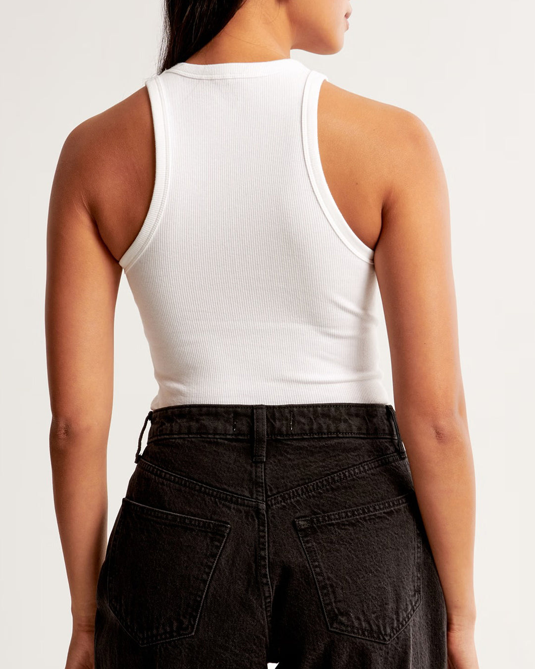 Womens Slim-Fit High Neck Ribbed Cotton Tank Top