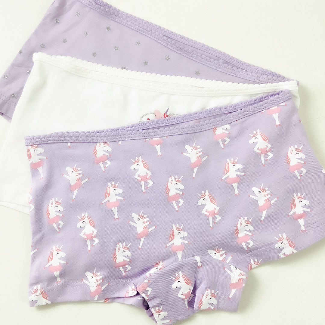 Pack of 3 Girls Premium Soft Cotton Boyshort Panties