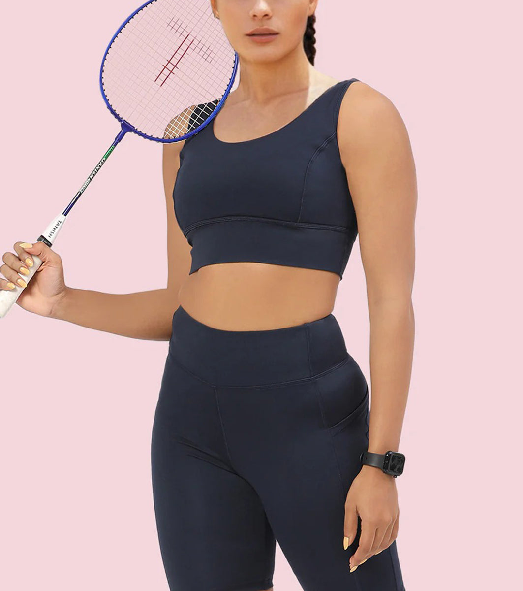 Womens Medium to High Support Padded Crop Sports Bra
