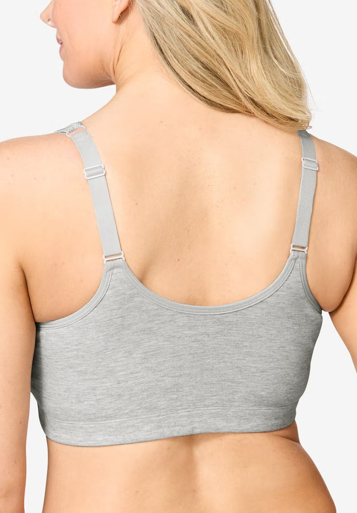 Womens Front-Close Cotton Comfort Lace Trim Bra