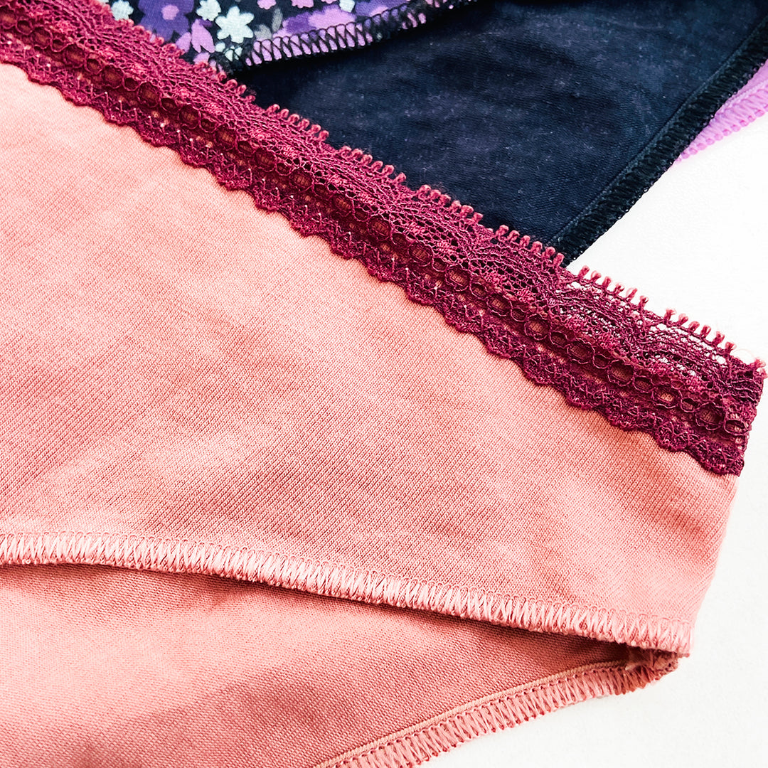 Pack of 3 Womens Soft Cotton Lace Trim Bikini Comfort Underwear Panty