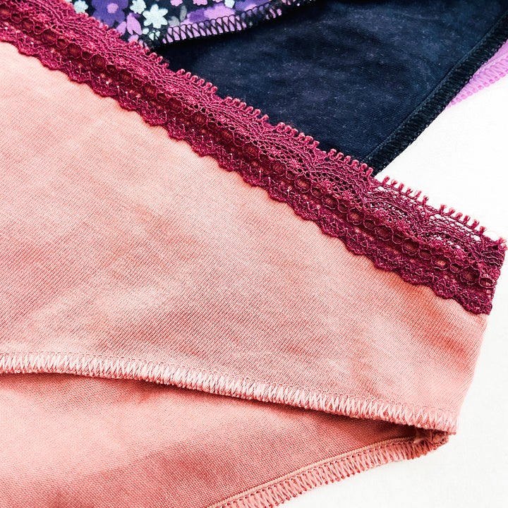 Pack of 3 Womens Soft Cotton Lace Trim Bikini Comfort Underwear Panty