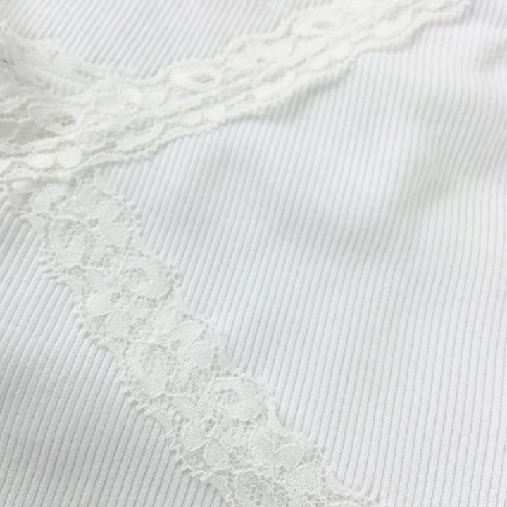 Women's Lace Trim Ribbed Cotton Camisole Tanktop