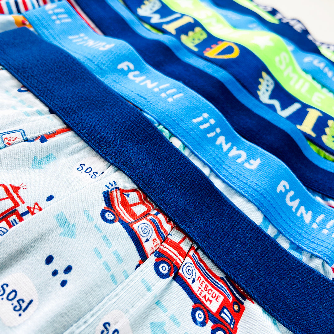 Pack of 5 Boys Premium Printed Retro Cotton Boxer Shorts